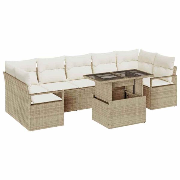 vidaXL Set Divano da Giardino 8 pcs Beige Poly Rattan