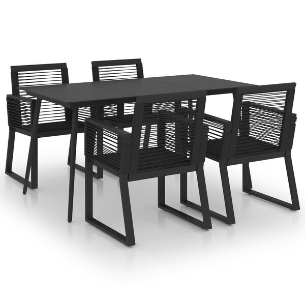 vidaXL Set da Pranzo da Giardino 5 pz in Rattan PVC Nero