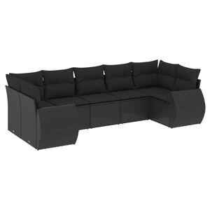 vidaXL Set Divani da Giardino con Cuscini 7pz Nero Polyrattan