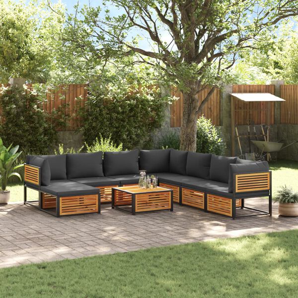 vidaXL Set Divano Giardino 9 pz con Cuscini Legno Massello di Acacia