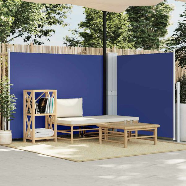 vidaXL Tenda da Sole Laterale Retrattile Blu 140x600 cm