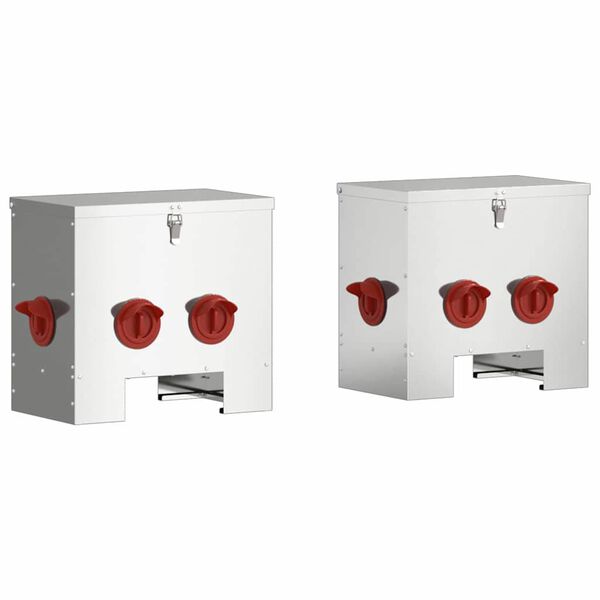 vidaXL Feeder per pollo 2 pcs Argento 40,5 x 25 x 38 cm