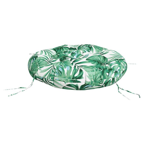 vidaXL Cuscino Rotondo Motivo a Foglie &Oslash; 60x11 cm in Tessuto Oxford