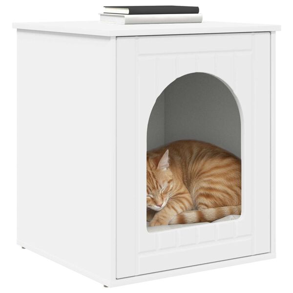 vidaXL Casa per Gatti Bianco 53 x 52 x 62 cm Legno multistrato