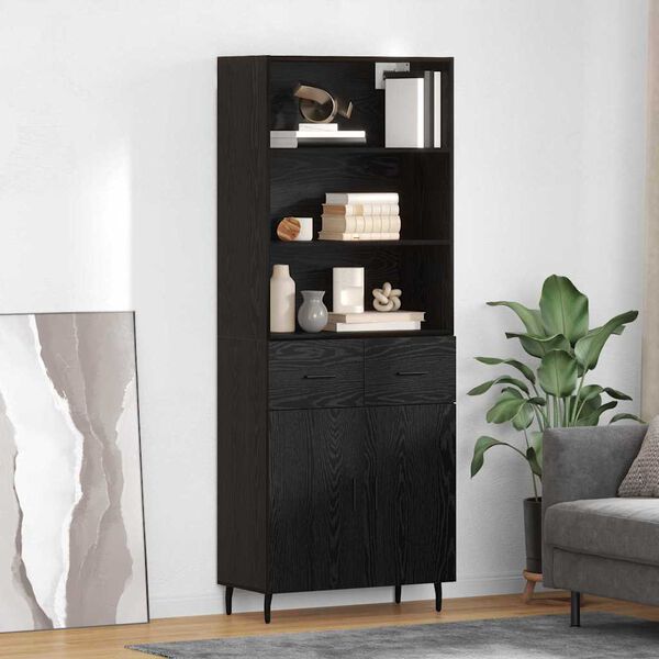 vidaXL Credenza con cassetto Rovere Nero 69,5 x 34 x 180 cm