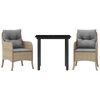 vidaXL Set da Pranzo da Giardino 3 pz con Cuscini Beige in Polyrattan
