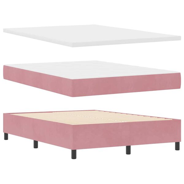 vidaXL Letto a molle con materasso Rosa 160 x 200 cm Velluto
