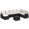 vidaXL Set di divani 9 pz Nero e Bianco polyrattan