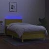 vidaXL Letto a Molle con Materasso e LED Verde 90x200 cm in Tessuto