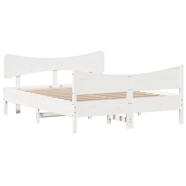 vidaXL Letto senza Materasso Bianco 135x190 cm Legno Massello di Pino