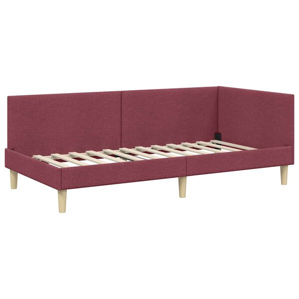 vidaXL Cornice del letto ad angolo Rosso Vino 80 cm x 200 cm Velluto