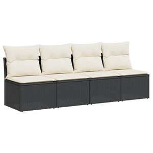 vidaXL Divano da Giardino con Cuscini a 4 Posti Nero in Polyrattan