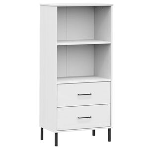vidaXL Libreria 2 Cassetti Bianco 60x35x128,5 cm Legno Massello OSLO