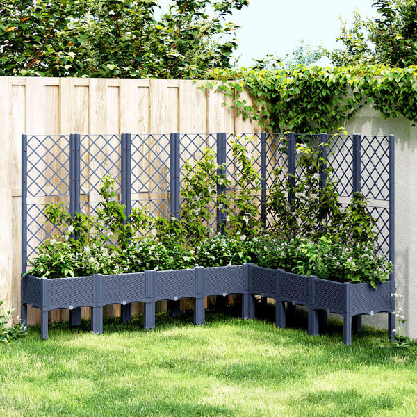 vidaXL Fioriera Giardino con Traliccio Grigio Blu 200x160x142 cm PP