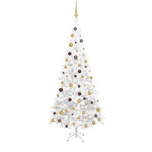 vidaXL Albero di Natale Artificiale Preiluminato Palline 240 cm Bianco