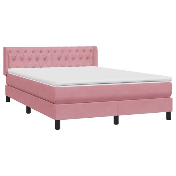vidaXL Giroletto a Molle con Materasso Rosa 160x210 cm in Velluto