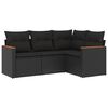 vidaXL Set Divani da Giardino 4 pz con Cuscini Nero in Polyrattan