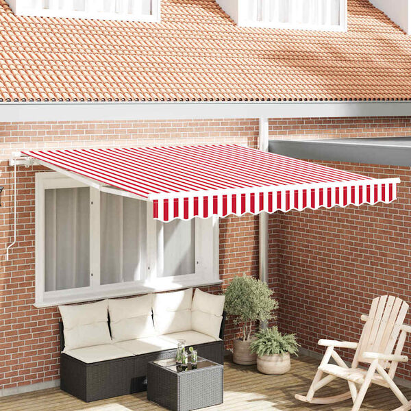 vidaXL Tenda Retrattile Rosso e bianco 350 x 250 cm Tessuto