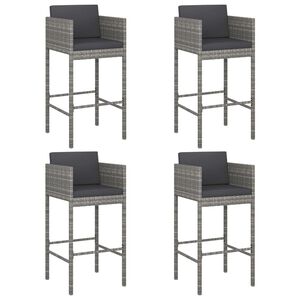 vidaXL Sgabelli da Bar con Cuscini 4 pz in Polyrattan Grigio