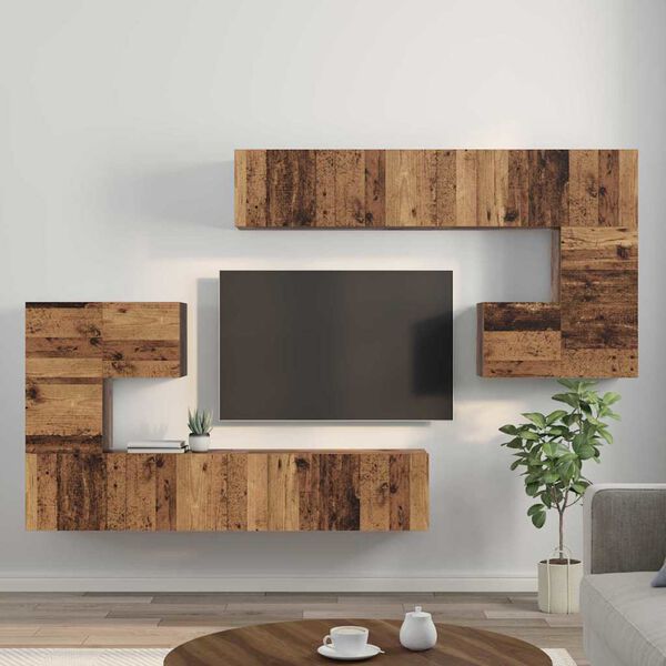 vidaXL Unit&agrave; TV 4 pcs Legno vecchio Legno multistrato