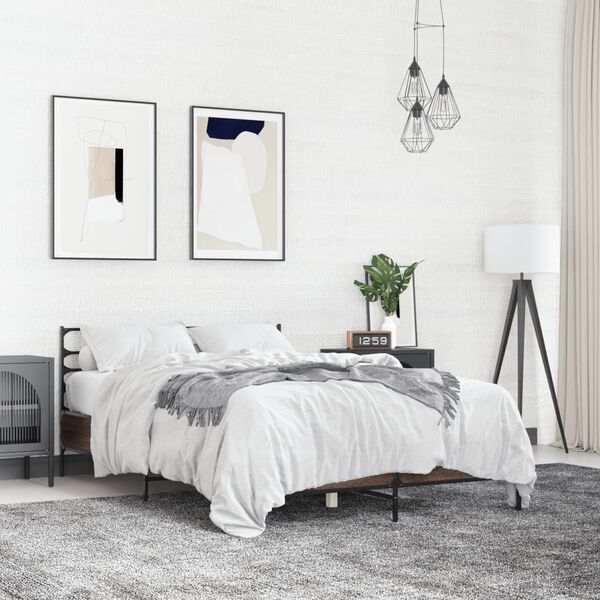 vidaXL Giroletto Rovere Marrone 120x190cm in Legno Multistrato Metallo