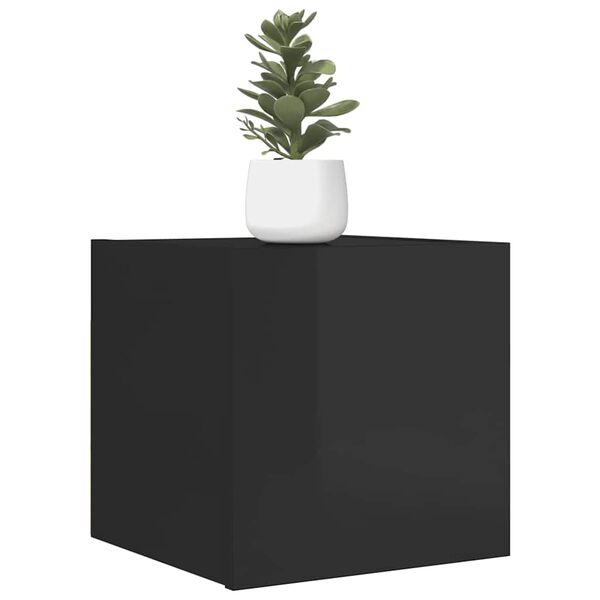 vidaXL Mobili Porta TV a Parete 4pz Nero Lucido 30,5x30x30 cm