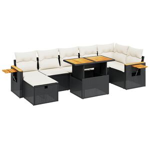 vidaXL Set Divani da Giardino con Cuscini 8 pz Nero in Polyrattan
