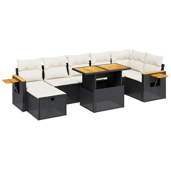 vidaXL Set Divani da Giardino con Cuscini 8 pz Nero in Polyrattan