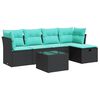 vidaXL Set Divano da Giardino 6 pz con Cuscini Nero in Polyrattan