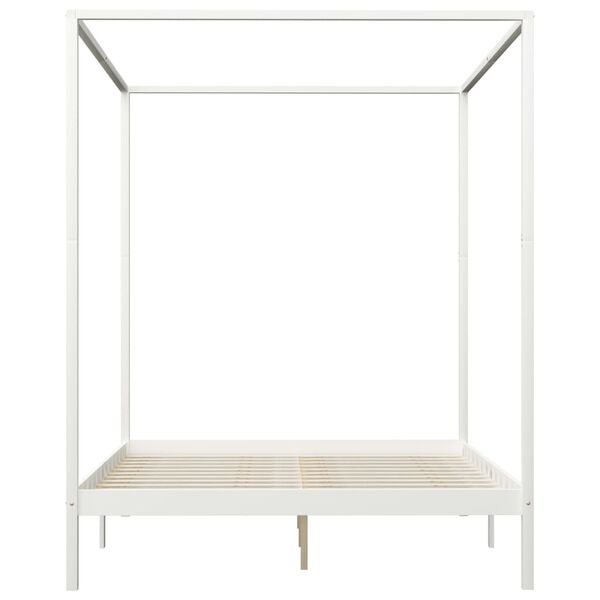 vidaXL Giroletto con Baldacchino 2 Cassetti Bianco in Pino 160x200 cm