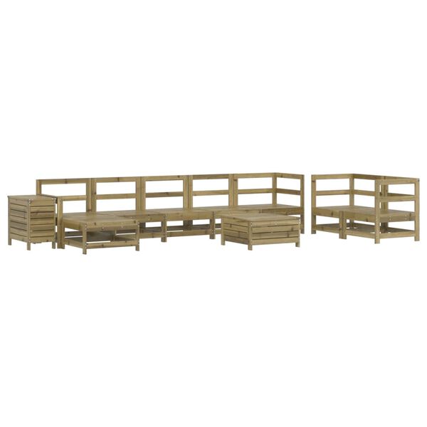 vidaXL Set Divani da Giardino 10 pz in Legno Impregnato di Pino
