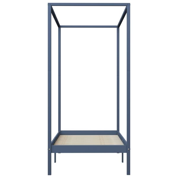 vidaXL Giroletto con Baldacchino 2 Cassetti Grigio in Pino 90x200 cm