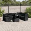 vidaXL Set Divani da Giardino 9 pz con Cuscini Nero in Polyrattan