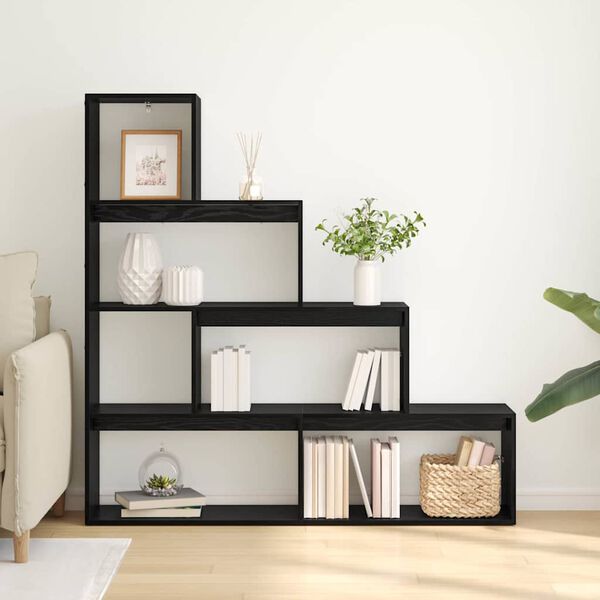 vidaXL Libreria divisoria Rovere Nero 143,5 x 29 x 143,5 cm