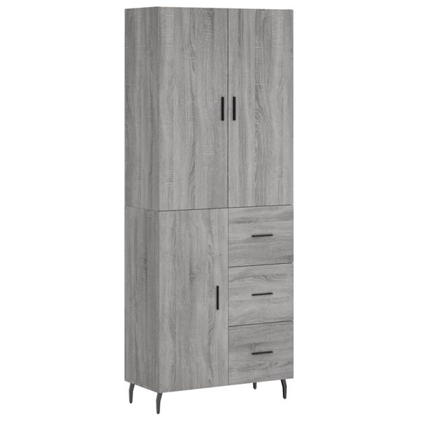 vidaXL Credenza Grigio Sonoma 69,5x34x180 cm in Legno Multistrato