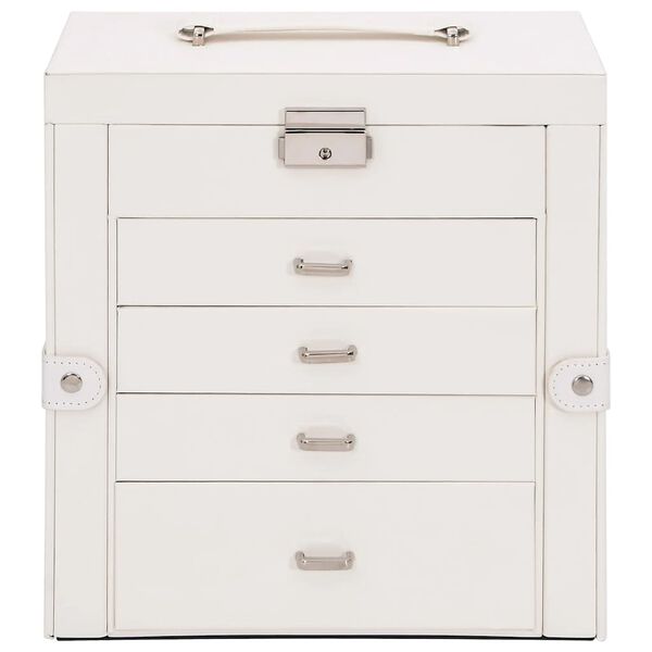 vidaXL Portagioie a 5 Strati con Specchio Chiudibile a Chiave Bianco