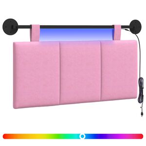 vidaXL Testiera sospesa Con luce LED Rosa Tessuto