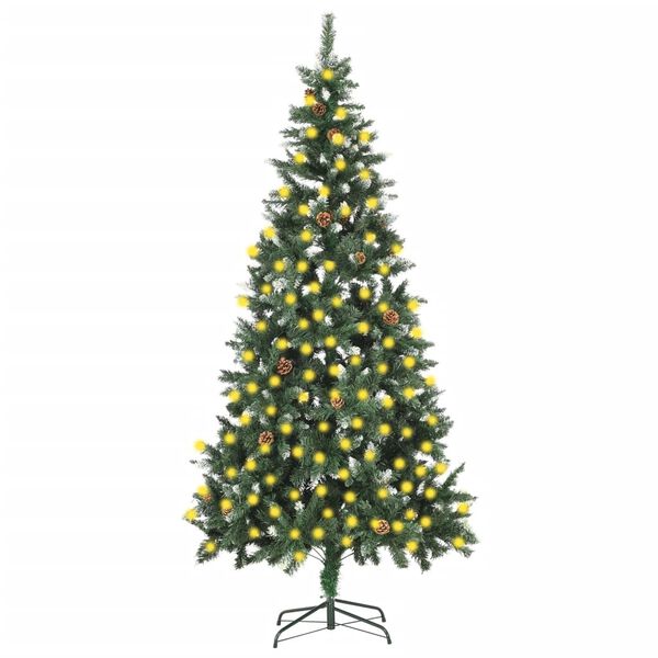 vidaXL Albero di Natale Artificiale Preilluminato con Pigne 210 cm
