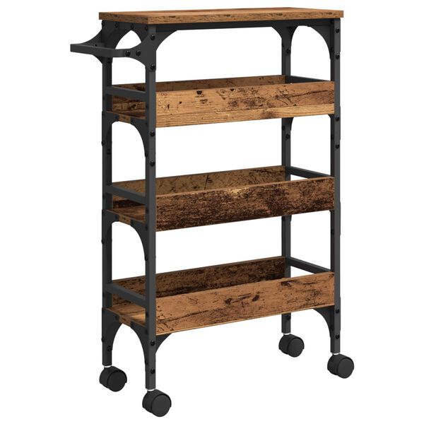 vidaXL Carrello da Cucina Legno vecchio 53 x 20 x 76 cm