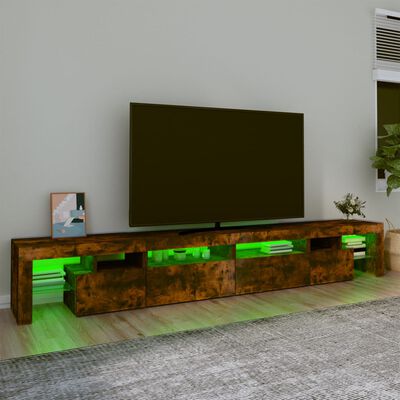 vidaXL Mobile Porta TV con Luci LED Rovere Fumo 260x36,5x40 cm