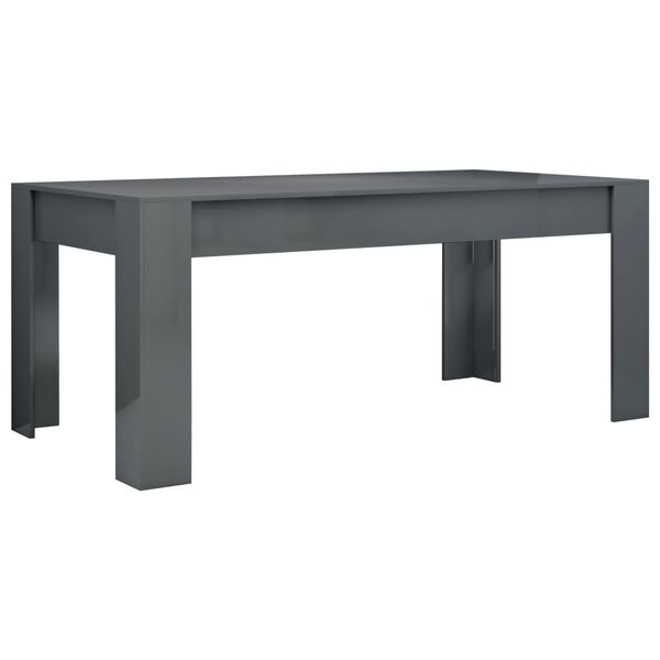 vidaXL Tavolo da Pranzo Grigio Lucido 180x90x76cm in Legno Multistrato