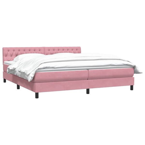 vidaXL Giroletto a Molle con Materasso Rosa 200x210 cm in Velluto