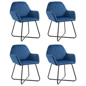 vidaXL Sedie da Pranzo 4 pz Blu in Velluto