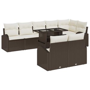vidaXL Set Divano da Giardino 9 pcs Marrone Poly Rattan