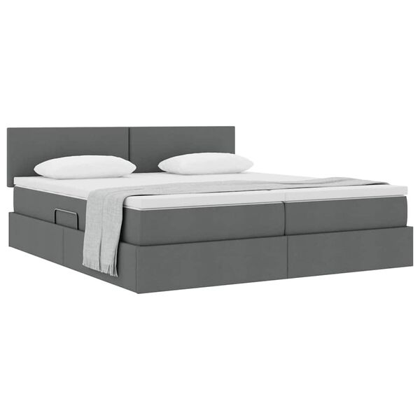 vidaXL Letto con Contenitore Grigio scuro 200 x 200 cm Pelle Sintetica