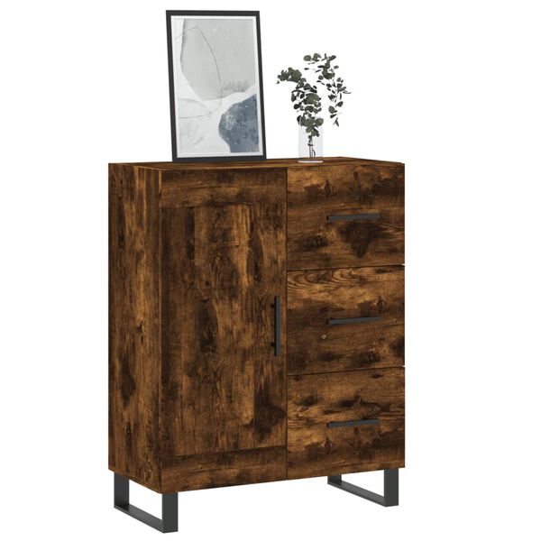 vidaXL Credenza Rovere Fumo 69,5x34x90 cm in Legno Multistrato
