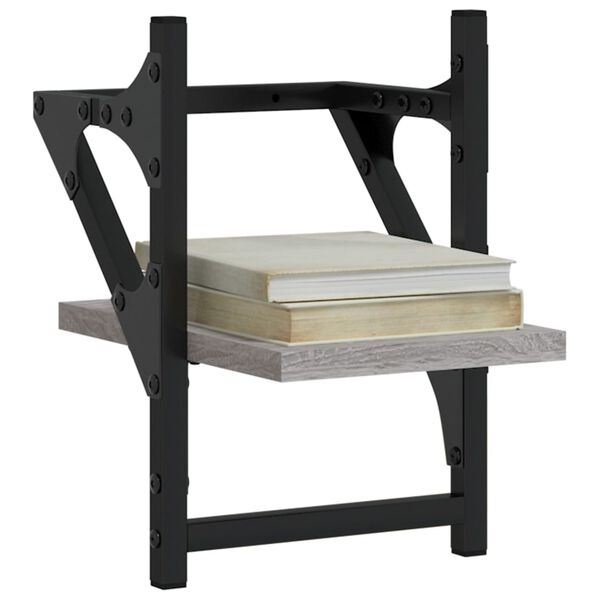 vidaXL Mensole a Parete con Aste 2pz Grigio Sonoma 20x25x30 cm