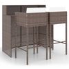 vidaXL Set Bar da Giardino 3 pz con Cuscini Polyrattan Marrone