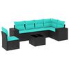 vidaXL Set Divani da Giardino 7 pz con Cuscini Nero in Polyrattan