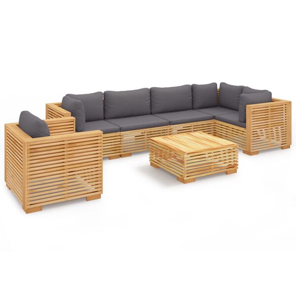 vidaXL Set Divani da Giardino 7 pz con Cuscini Legno Massello di Teak